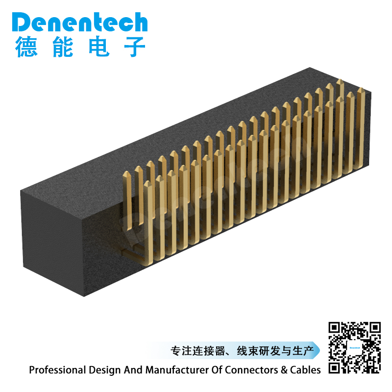 Denentech low price 1.27x2.54MM H7.1MM dual row right angle DIP box header connector